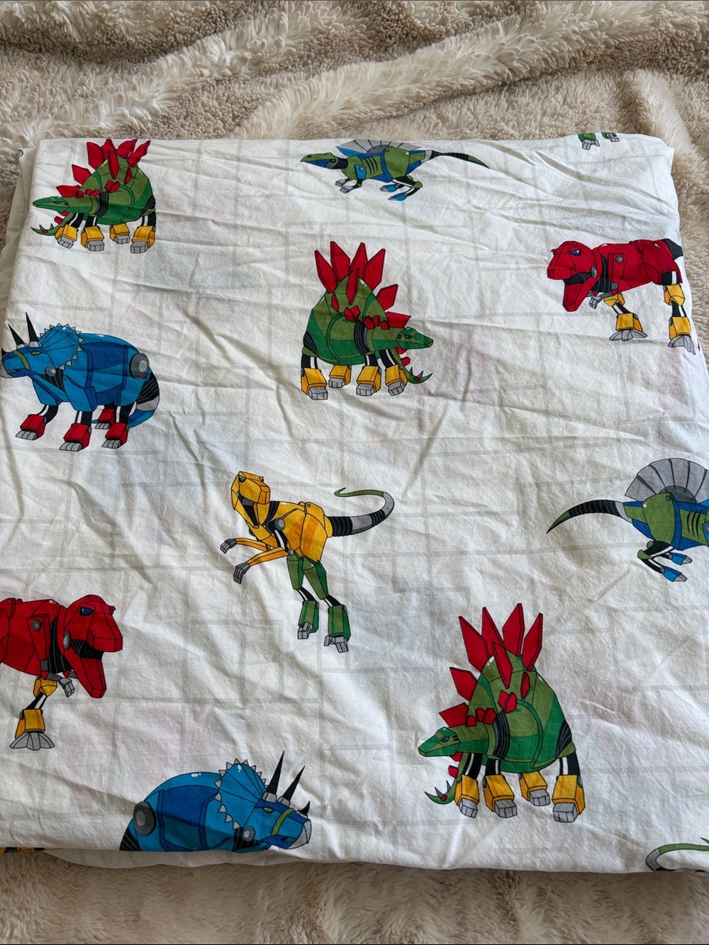 The company store, Cotton queen sized robot dinosaur duvet cover